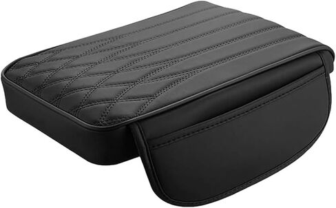 Center Console Cover, Leather Car Armrest Pad with Storage Bag, Non-slip Arm Rest Cover for Car, Universal for Vehicle Interior Protection Accessories (Black) in Saudi Arabia