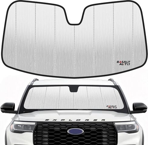 2020-2024 Explorer Windshield Sun Shade Compatible for 2020-2024 Ford Explorer Silver Reflective Foldable Front Sun Visor Sunshade Protector with Storage Bag Keep Interior Cool in Saudi Arabia