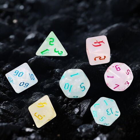 Knana 43 Pcs DND Dice Set 6 X 7 Polyhedral Dice with Leather Dragon Drawstring Bag for Dungeons and Dragons RPG MTG D&D Table Games in Kuwait