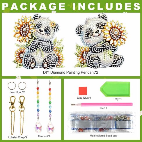 LazyFold 2 Pcs Diamond Painting Wind Chime Kits,Panda and Flower DIY Diamond Art Painting Wind Chime Kits Crystal Art Suncatchers for Adults Home Garden Window Craft Gift in Saudi Arabia