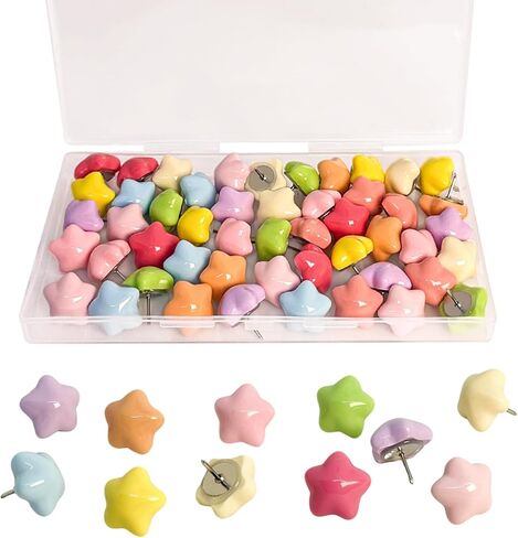 50 Pcs Star Push Pins, Cute Push Pins, Decorative Thumbtack for Bulletin Board Photos Notes DIY Crafts Soft Cork Board, Reusable&Fun Wall Decor. in Kuwait