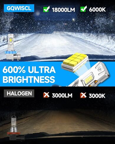 Fit for Honda 2006-2022 Accord Fog Light Bulb, 18000 Lumens 6000K White Fog Lights, 600% Upgraded Brightness, 60000+ Hours Lifespan, Plug and Play, Pack of 2 in Saudi Arabia