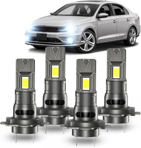 For Volkswagen Jetta 2006,2008,2009,2015-2019 Hi-Low Beam Light Bulbs,6000K White,900% Brighter Lightness, Plug and Play,70,000+ Hours Lifespan,1:1 Halogen Size(Pack of 4) in Kuwait