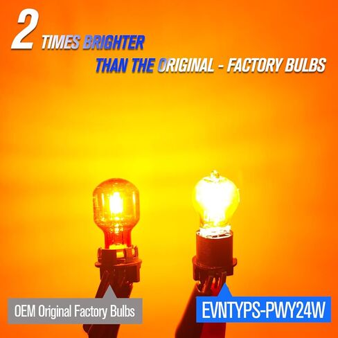 12 فولت 24 وات OEM قياسي هالوجين PWY24W 12174NA مصابيح إضاءة إشارة الانعطاف كهرمان مناسبة لكرايسلر 200 2015 2016 2017، لكرايسلر باسيفيكا 2017-2020، لكرايسلر فوييجر 2020-2024، حزمة من 2. in Kuwait