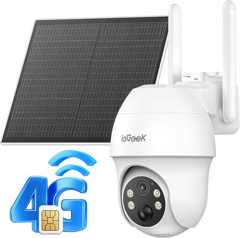 ieGeek Solar Security Cameras Wireless Outdoor, 2K 2.4G WiFi Camera with Solar Panel and Battery Powered, Color Night Vision with Spotlight, 360° PTZ, 2-Way Audio, PIR Motion Sensor, no Subscription in Saudi Arabia