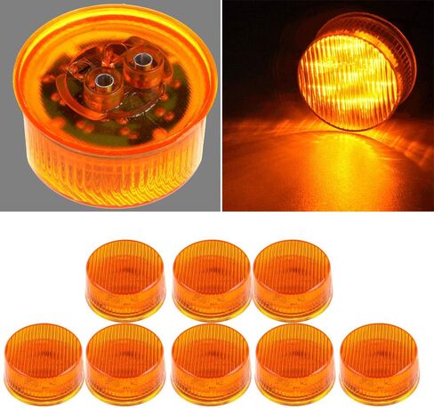 8 × 2.5 بوصة مصابيح LED مستديرة للمقطورة أضواء العنبر 9 ثنائيات فلاش جبل 2.5 بوصة أضواء التخليص شاحنة مقطورة ماركر أضواء إنديورز لشاحنة فان شاحنة حافلة سيارة قارب in Kuwait