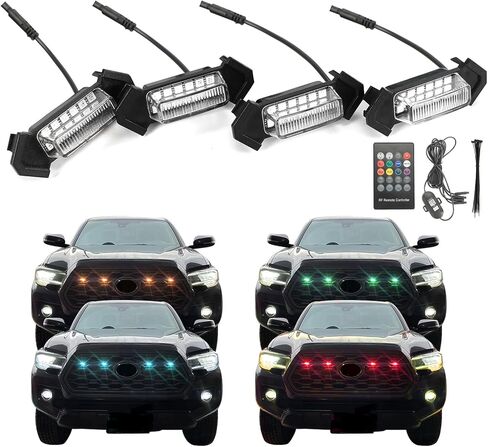 مصابيح LED شبكية RGB متوافقة مع Toyota Tacoma 2016-2023 TRD PRO OEM فقط، مصابيح LED شبكية أمامية عدسة واضحة مع دليل التثبيت، تطبيق/تحكم مزدوج عن بعد 20 لونًا مخصصًا in Kuwait