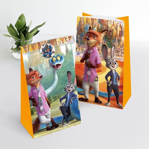 Mengyao Cute Cartoon Animals Party favor Gift Bags with Stickers, Movie Theme Candy Treat Bags, Birthday Party Decorations Supplies in Saudi Arabia
