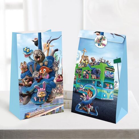 Mengyao Cute Cartoon Animals Party favor Gift Bags with Stickers, Movie Theme Candy Treat Bags, Birthday Party Decorations Supplies in Saudi Arabia