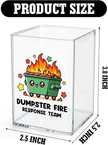 Funny Dumpster Fire Desk Accessories Dumpster Fire Gifts Office Desk Pencil Holder for Women Men Manager Coworker Administrative Professional Boss Day Gifts Acrylic Pen Holder Pencil Pen Cup in Saudi Arabia