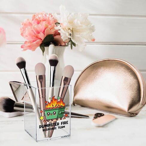 Funny Dumpster Fire Desk Accessories Dumpster Fire Gifts Office Desk Pencil Holder for Women Men Manager Coworker Administrative Professional Boss Day Gifts Acrylic Pen Holder Pencil Pen Cup in Saudi Arabia
