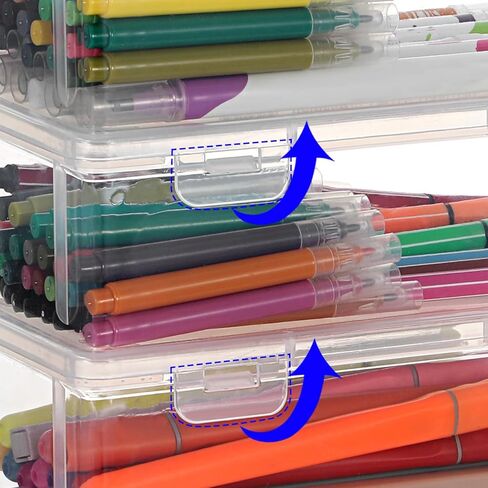 COMNICO 12 Packs Clear Pencil Box, Large Plastic Pencil Case Containers with Lid Storage Boxes Bulk Office Supplies Art Craft Marker Organizer for Crayon Pencils Art Pen in Kuwait