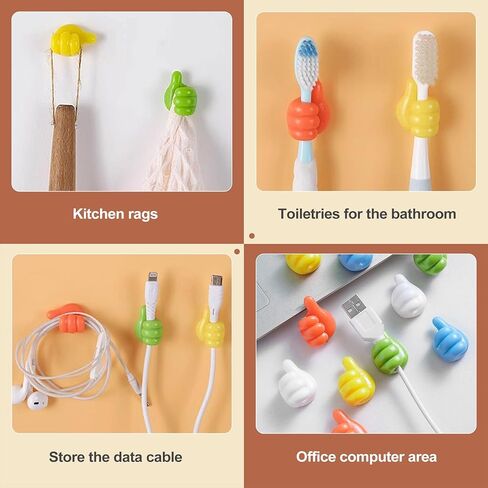 32 Pack Thumbs Up Wall Hooks Silicone Thumb Cable Clips Self Adhesive Cord Organizer for Desk Office Home Wire Management Key Holder Pencil Hanger Multi Color in Saudi Arabia