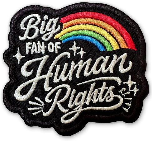 Big Fan of Human Rights Patch Retro Rainbow Liberal Feminist Social Justice Protest Sew-On/Iron-On Embroidered Patches DIY Applique for Backpacks, Army Vests, Gym Bags, Hats 3 Inches in Saudi Arabia