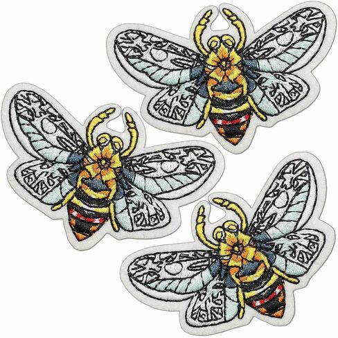 3Pcs Golden Bees Iron-on Patches, Elegant Busy Bee Embroidered Iron On Patch for Girls' Clothing Jeans Bags Hats Backpacks in Kuwait