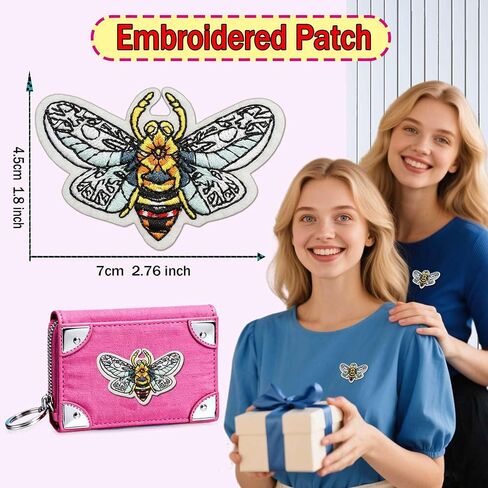 3Pcs Golden Bees Iron-on Patches, Elegant Busy Bee Embroidered Iron On Patch for Girls' Clothing Jeans Bags Hats Backpacks in Kuwait