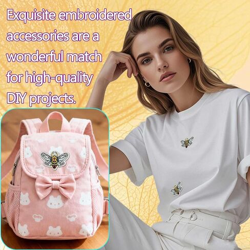 3Pcs Golden Bees Iron-on Patches, Elegant Busy Bee Embroidered Iron On Patch for Girls' Clothing Jeans Bags Hats Backpacks in Kuwait