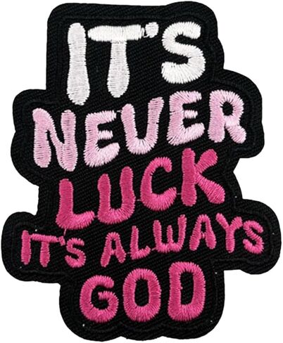 Iron on Patches for Hats, Embroidered Patches, Its Never Luck Its Always God, Sew on Fabric Applique for Clothing, Backpack, Jacket & Jeans 1PCS in Saudi Arabia