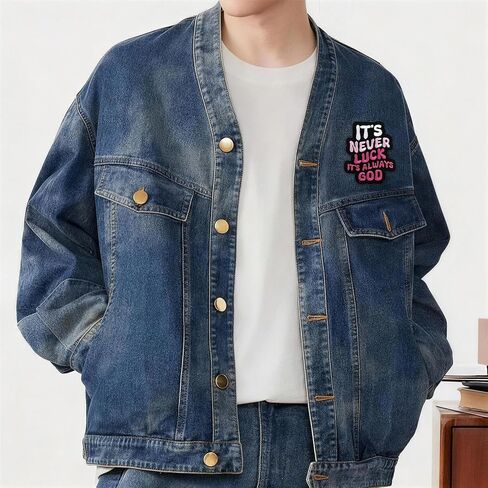 Iron on Patches for Hats, Embroidered Patches, Its Never Luck Its Always God, Sew on Fabric Applique for Clothing, Backpack, Jacket & Jeans 1PCS in Saudi Arabia