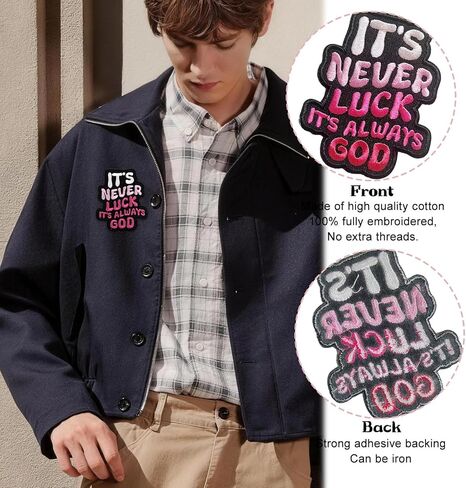 Iron on Patches for Hats, Embroidered Patches, Its Never Luck Its Always God, Sew on Fabric Applique for Clothing, Backpack, Jacket & Jeans 1PCS in Saudi Arabia
