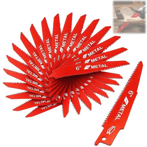 25 Pcs Diablo Reciprocating Saw Blades, 6 inch 14/18 TPI Bi-Metal Saw Blades for 1/16-5/16 Medium Metals, Replace for Milwaukee and Diablo Saw Blade in Saudi Arabia