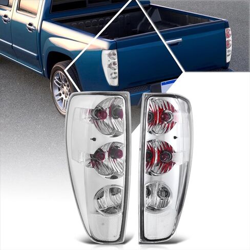 [Pair] Tail Light Rear Brake Lamps Assembly Compatible with 04-12 Chevy Colorado/GMC Canyon,Chrome Housing Clear Corner in Saudi Arabia