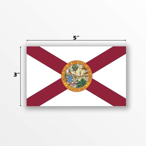2-Pack Florida State Flag Decal Sticker | Official Flag of Florida Sticker | 5-Inches by 3-Inches | Premium Quality UV Protected Laminated Vinyl | PD315 in Kuwait
