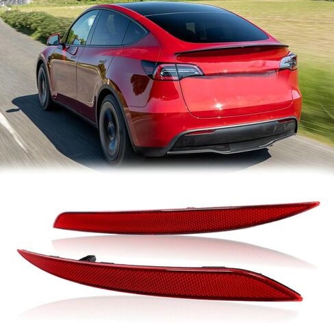 Rear Bumper Reflector Lamp Compatible for TESLA MODEL Y 2020-2024,Replacement Red Marker Lights Lens Left Driver Right Passenger Side Trim in Saudi Arabia