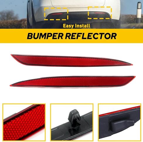 Rear Bumper Reflector Lamp Compatible for TESLA MODEL Y 2020-2024,Replacement Red Marker Lights Lens Left Driver Right Passenger Side Trim in Saudi Arabia