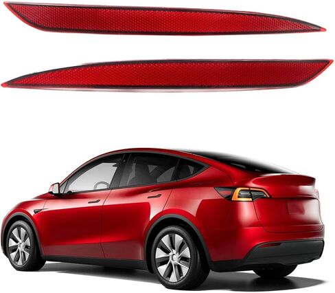 Rear Bumper Reflector Lamp Compatible for TESLA MODEL Y 2020-2024,Replacement Red Marker Lights Lens Left Driver Right Passenger Side Trim in Saudi Arabia