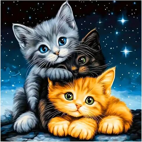 Aicomeon Cat Diamond Art Kits for Adults 5D Full Drill Round Diamond Painting Kit for Beginners, DIY Gem Art for Home Wall Decor & Gift 12x12 Inch in Saudi Arabia
