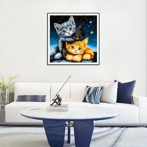 Aicomeon Cat Diamond Art Kits for Adults 5D Full Drill Round Diamond Painting Kit for Beginners, DIY Gem Art for Home Wall Decor & Gift 12x12 Inch in Saudi Arabia