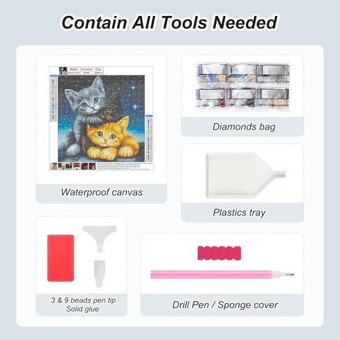 Aicomeon Cat Diamond Art Kits for Adults 5D Full Drill Round Diamond Painting Kit for Beginners, DIY Gem Art for Home Wall Decor & Gift 12x12 Inch in Saudi Arabia