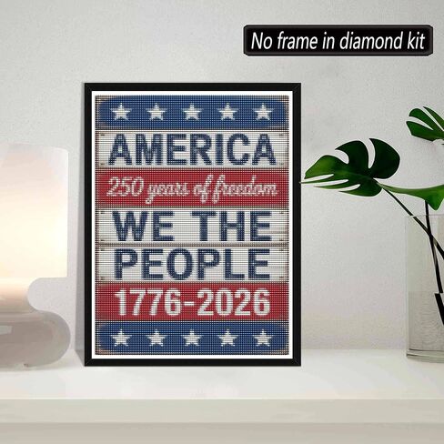 5D Diamond Art Kits for Adults - DIY 250th Anniversary Patriotic Independence Day Fourth of July, Full Round Drill Crystal Embroidery Cross Stitch, Wall Decor Gift for Dad Father's Day, 12x16 Inch B3 in Kuwait
