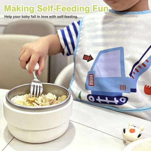 Carrot Bowl & Bunny Utensil Set, 6.8oz Durable Unbreakable Dish for Cereal, Soup, Snacks, Fruits Cute Vegetable-Themed Kids Dinnerware, Easy-Grip Design with 18/8 Stainless Steel Fork/Spoon in Saudi Arabia