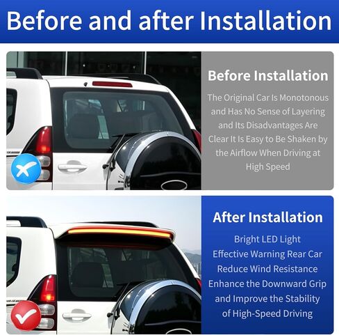 ABS Roof Spoiler Fits for 2003-2009 for Toyota Land Cruiser Prado 120 LC120 FJ120 LED Brake Light Spoiler Steering Signal Modification External Upgraded Accessories in Saudi Arabia