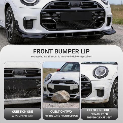 Front Bumper Spoiler Lip Bodykit for MINI Cooper JCW F65 F66 F67 2024 2025, Glossy Black in Kuwait