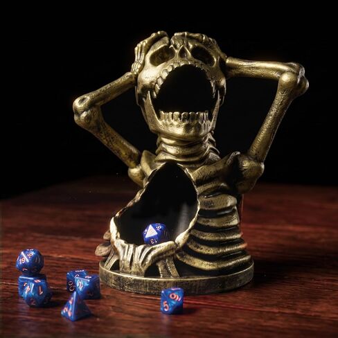 Skull Dice Tower for DND - Dice Rolling Tower for Dungeons and Dragons RPG Tabletop Games, Includes 7-Piece Dice Set, DND Gift for Players (Copper) in Kuwait