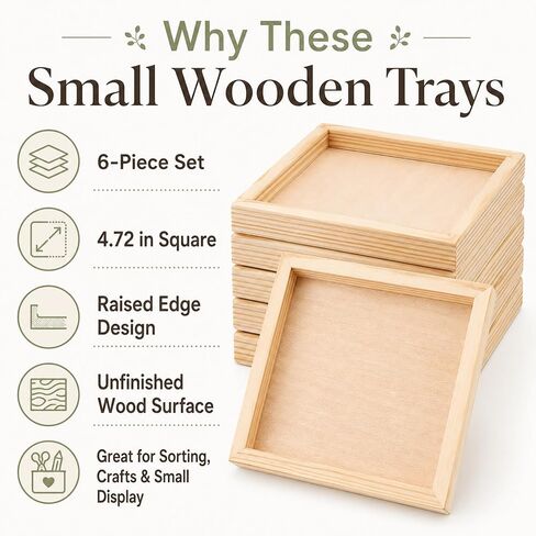 Roleader 6 Pcs Small Wood Trays for Storage Montessori Wooden Serving Trays Craft Boards Kids Arts Supplies Beige in Saudi Arabia