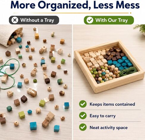Roleader 6 Pcs Small Wood Trays for Storage Montessori Wooden Serving Trays Craft Boards Kids Arts Supplies Beige in Saudi Arabia