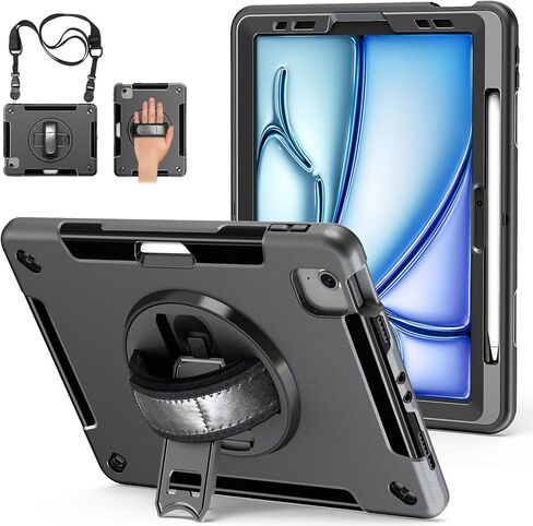 Miesherk Case for iPad Air 11 Inch M2 2024 (6th Generation), iPad Air 4th/5th Generation Case 10.9 Inch with Built-in Screen Protector, 360° Rotating Stand, Pencil Holder, Adjustable Shoulder Strap in Saudi Arabia