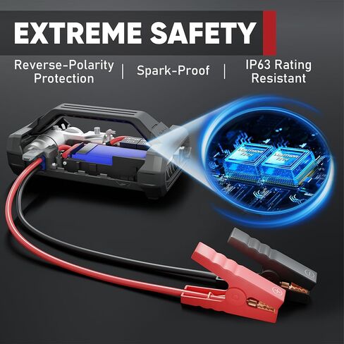 LOKITHOR JA401 3750A Jump Starter مع ضاغط هواء، شحن سريع في اتجاهين 60 وات، بطارية ليثيوم 12 فولت مع منفاخ إطارات للإغلاق التلقائي 150 رطل لكل بوصة مربعة، حزمة معززة لمحركات الديزل 10.0 لتر أو 8.0 لتر in Kuwait