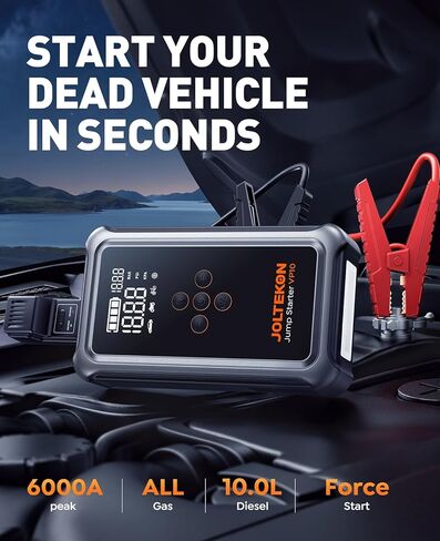 Car Battery Jump Starter with Air Compressor 6000A 150PSI, Car Jumper Starter Portable (All Gas/10L Diesel), Jump Box Car Battery with Auto-Shutoff Tire Inflator, Jumper Cables and Light in Saudi Arabia