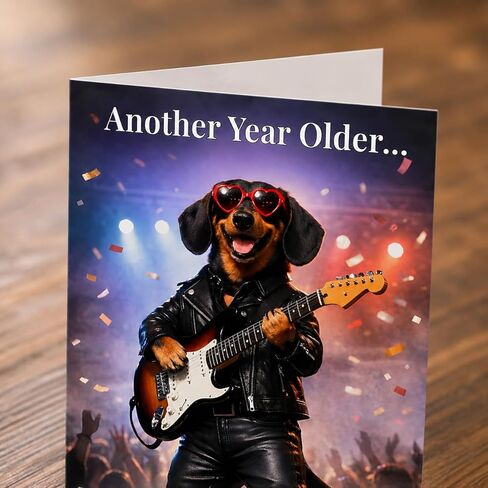 Funny Birthday Card for Men, Him, Husband, Dad, Grandpa – Rockstar Dog Guitar Card – Humorous Birthday Gifts for Husband, Boyfriend, Friend – 5x7 Folded Card with Envelope - Gifts for 30th, 40th, 50th, 60th, 70th, 80th, 90th, 100th in Saudi Arabia