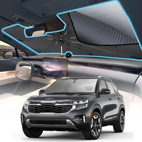 Car Windshield Sun Shade Umbrella, Car Sun Shade Windshield for Auto Trucks Sedan SUV Keeps Vehicle Cool Heat Insulation-M-Onyx Black in Saudi Arabia