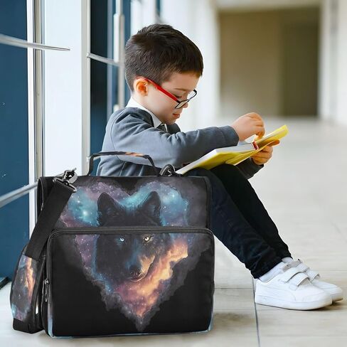 ALAZA Love Starry Sky Wolf Space Galaxy Zipper Binder 3 Ring Binder Organizer with Zipper and Shoulder Strap Large Capacity Multi-Pocket for Office Supplies Work in Kuwait