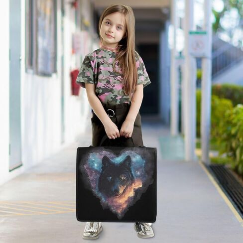 ALAZA Love Starry Sky Wolf Space Galaxy Zipper Binder 3 Ring Binder Organizer with Zipper and Shoulder Strap Large Capacity Multi-Pocket for Office Supplies Work in Kuwait