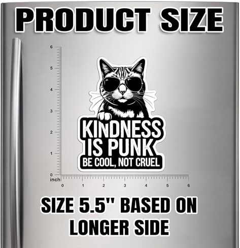 Kindness is Punk Be Cool Not Cruel Magnet Decal Radical Empathy Reusable Magnetic Sign Sticker for Fridge Car Bumper Cabinet Locker 5,5in in Saudi Arabia