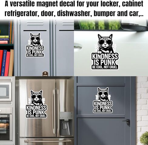 Kindness is Punk Be Cool Not Cruel Magnet Decal Radical Empathy Reusable Magnetic Sign Sticker for Fridge Car Bumper Cabinet Locker 5,5in in Saudi Arabia