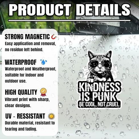 Kindness is Punk Be Cool Not Cruel Magnet Decal Radical Empathy Reusable Magnetic Sign Sticker for Fridge Car Bumper Cabinet Locker 5,5in in Saudi Arabia